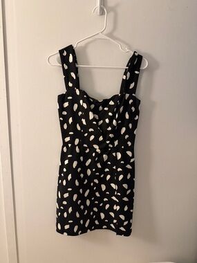 Reformation Black and White Spot Print Mini Dress